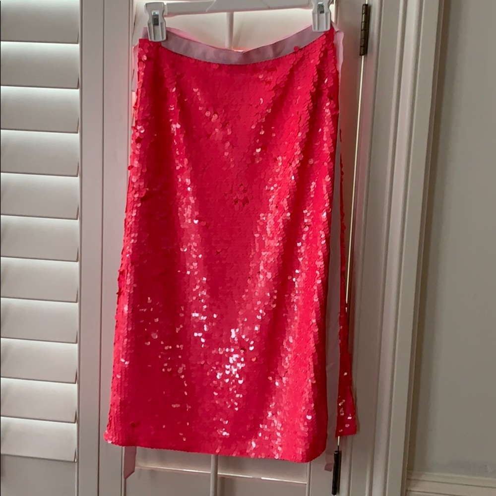 J Crew - Hot Pink Sequin Midi Skirt - BNWT